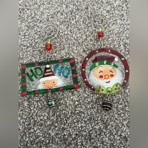 Set of 2 Santa-themed Christmas ornaments